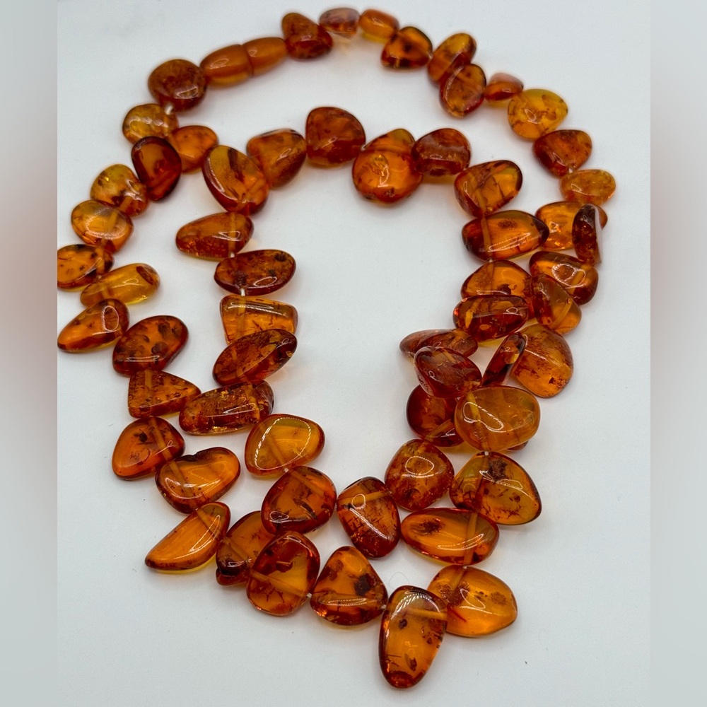 Genuine Baltic Amber Necklace with Amber Screw Clasp 24" Long - Picture 10 of 17